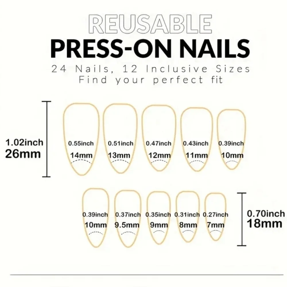 24 Pieces Fake Press On Nails